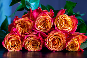 beautiful bouquet of orange roses
