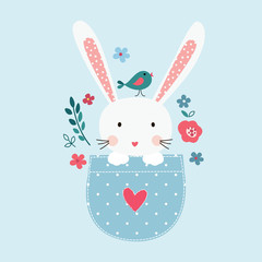 Cute vector illustration with bunny girl