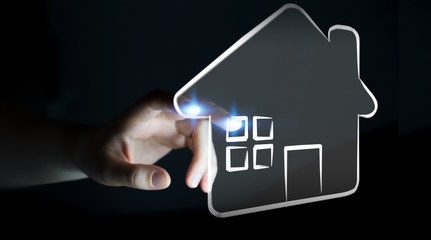 Businesswoman touching manuscript real estate plan project