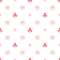 Seamless geometric pattern with abstract pink flower ornament. Pattern for fabric and clothing.Vector Illustration