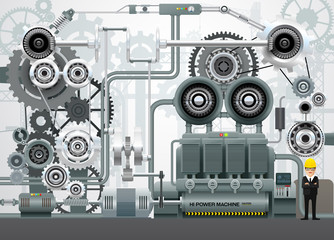 Fototapeta na wymiar Industrial machinery factory engineering construction equipment vector illustration