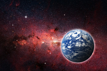 Planet Earth in red galaxy, Elements of this Image Furnished By NASA. Concept science, space, parallel universe.