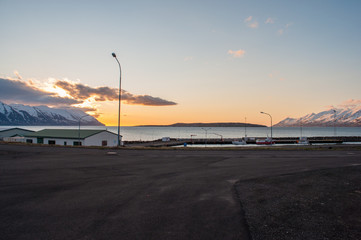 Sunset in Eyjafjordur in Iceland