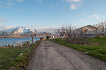 Road on island of Hrisey in Iceland