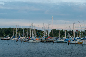 Fototapeta na wymiar boats in Vordingborg harbor in Denmark