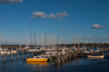 boats on Stubbekobing harbor in Denmark