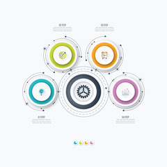 Infographics template 4 options with circle