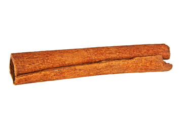 Single cinnamon stick isolated on a white background