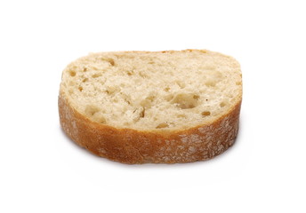 Whole wheat bread slices without additives, isolated on white background