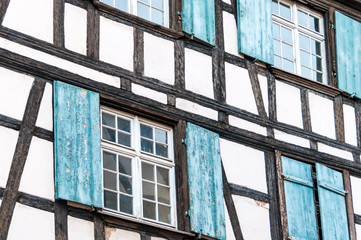 historical half-timbered houses in Strasbourg city center, Alsace, France