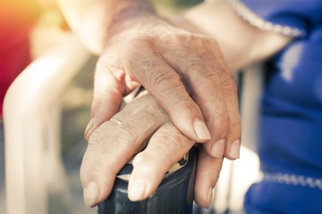 hands of older adults, senior couple