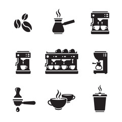 Coffee machine icons set