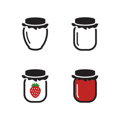 Strawberry jam icons set