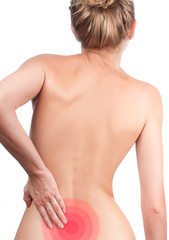Naklejka premium Woman suffering from backache. Pain concept