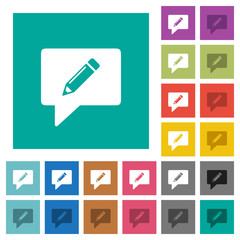 writing comment square flat multi colored icons