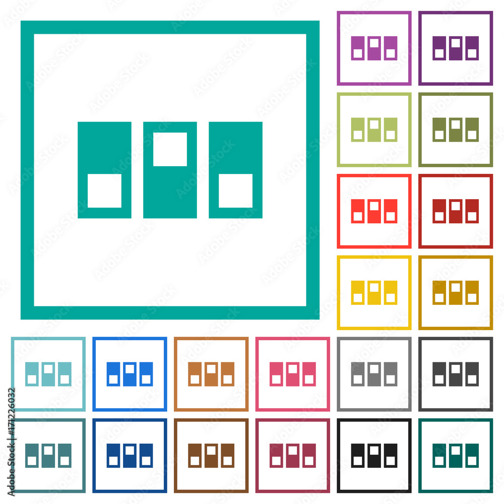 Poster switchboard flat color icons with quadrant frames
