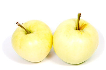 Green Apple with white background close up isolated