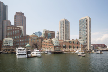 Boston skyline and cityscape from the harbor