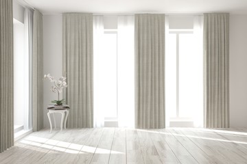 White empty room. Scandinavian interior design. 3D illustration