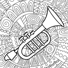 musical trumpet on an ethnic background