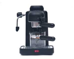 Black espresso maker machine isolated on white background