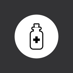 Medizin - Icon, Symbol, Piktogramm, Bildmarke, Logo, grafisches Element - schwarz, Hintergrund/Rahmen, rund, grau, dunkel - Web, Druck - Vektor