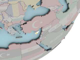 Cyprus on globe with flags