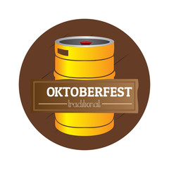 Isolated oktoberfest label with a beer barrel, Vector illustration