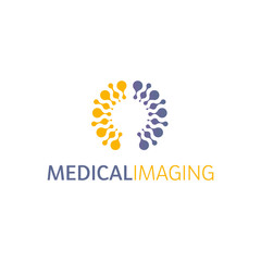 Brain hemispheres logo, round shapes, abstract vector unusual logotype template. Medical or other science simple isolated sign.