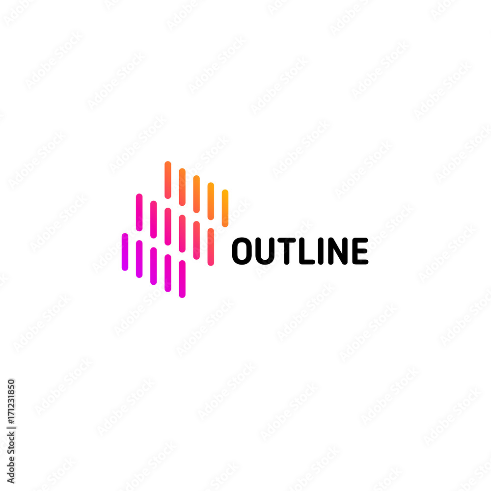 Aufkleber isolated line chip art logo template. abstract linear rain logotype. colorful geometric icon. outlin