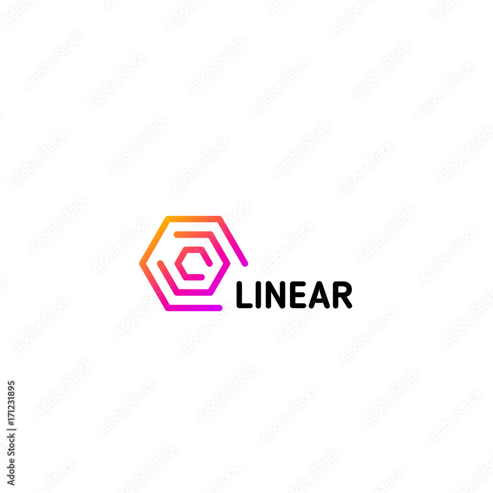 Leinwandbilder isolated line art logo template. abstract linear logotype. colorful geometric icon. outline innovate
