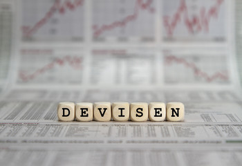 Devisen word built with letter cubes