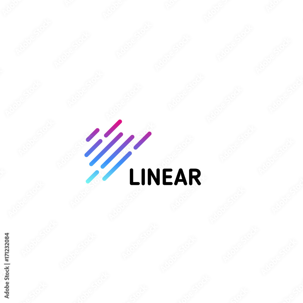 Poster diagonal strips. isolated dotted line art logo template. abstract linear rain logotype. colorful geo