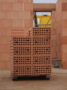 Red brick at building site