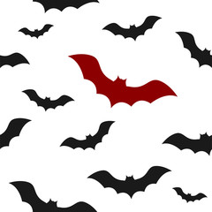 Template of seamless pattern with bats. Concept of Halloween illustration.