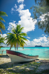 Obraz premium Paradise view of Rangiroa atoll, French Polynesia