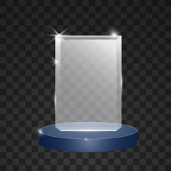 Realistic glass trophy awards. Vector illustration isolated on transparent background