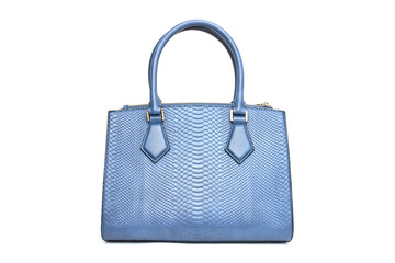 Blue fashion purse handbag on white background isolated - obrazy, fototapety, plakaty