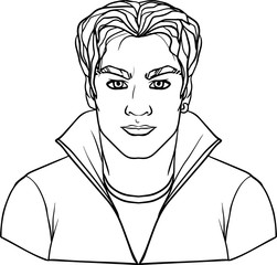 black and white illustration of a man