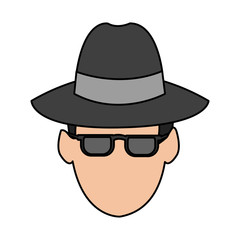 suspicious man or criminal with hat and sunglasses icon image vector illustration design 