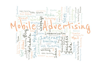Fototapeta na wymiar Mobile Advertising word cloud