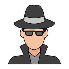suspicious man or criminal with hat and sunglasses icon image vector illustration design 