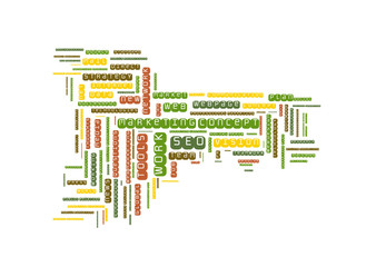 Marketing concept word cloud shaped as a key