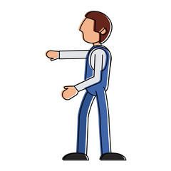 man avatar wearing overall sideview icon image vector illustration design 