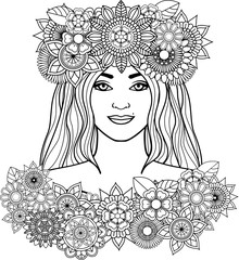 beautiful woman on a white background.