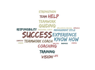 Success word cloud shaped as a cross