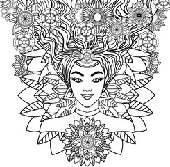 beautiful woman on a white background.