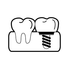 crown dentistry related icon image vector illustration design  black and white