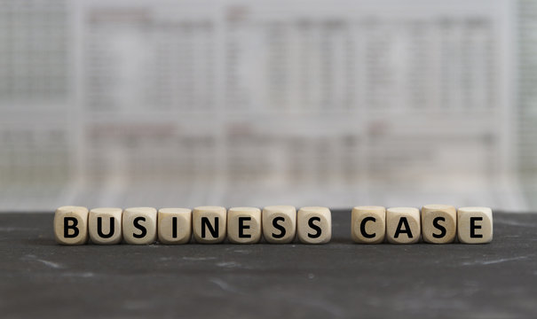 Business case word built with wooden letters