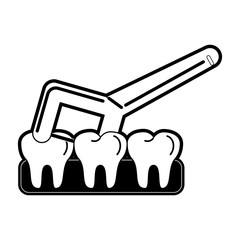 floss flossing molars dental care related icon image vector illustration design  black and white